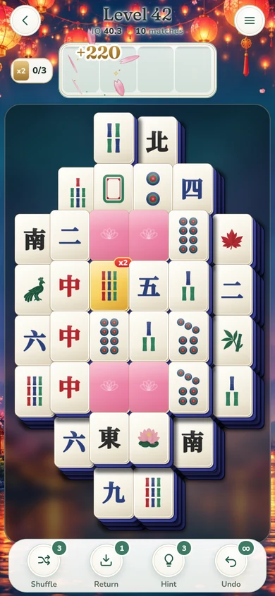 Tilewind: a match bursting on a lantern-night board